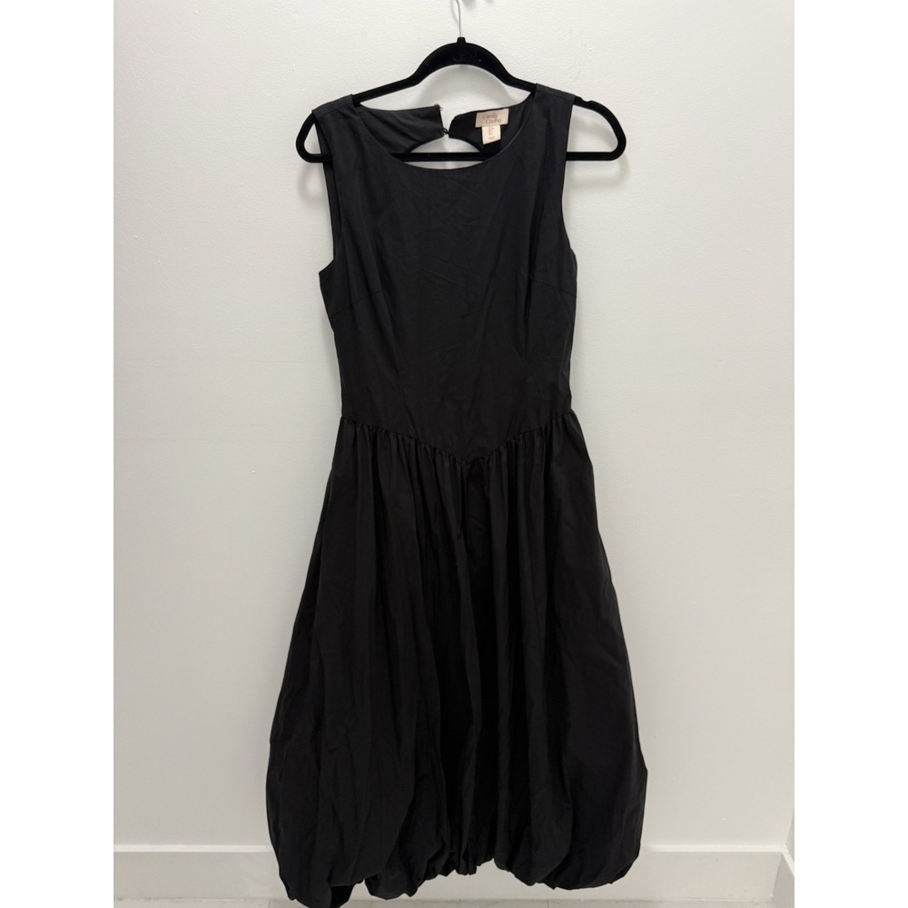 Camila Coelho Black Bubble Hem Midi Dress Open Back Sleeveless Women's S